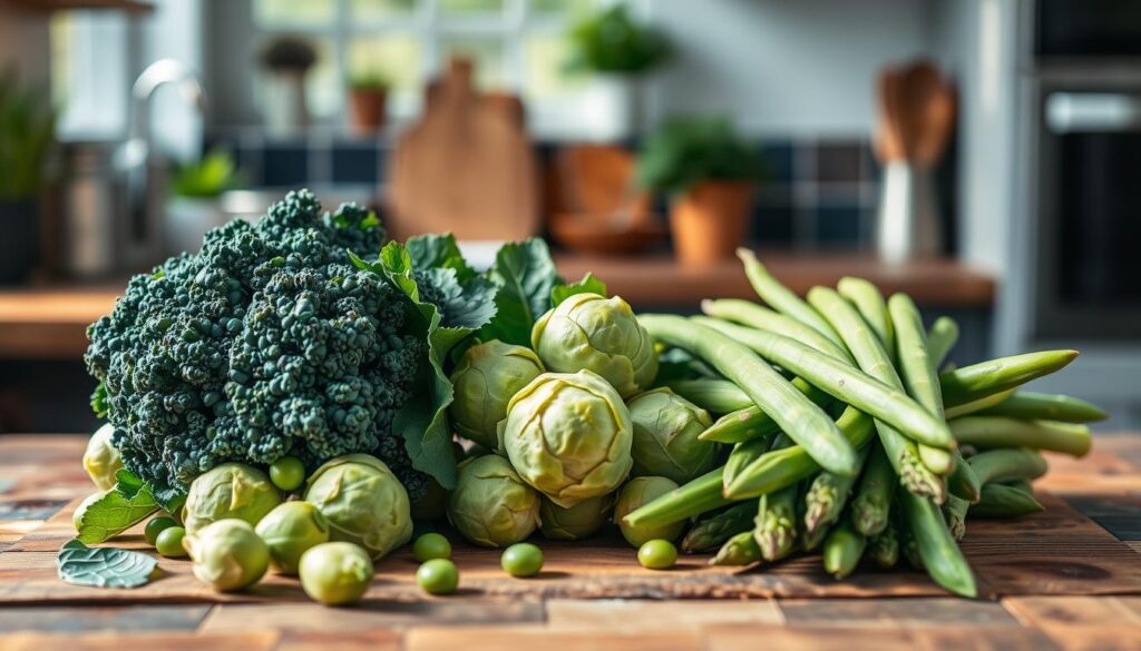 Brussels sprouts and green vegetables